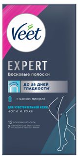 Изображение товара Восковые полоски Veet expert для чувствительной кожи, 12 шт
