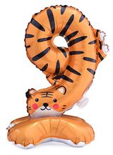 Изображение товара Цифра фольгированная «Веселая затея» 9 Тигр на подставке, 56 см