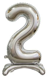 Изображение товара Цифра фольгированная «Веселая затея» 2 серебрянная на подставке, 76 см