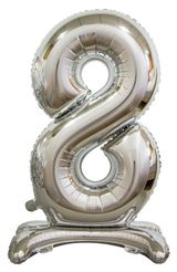 Изображение товара Цифра фольгированная «Веселая затея» 8 серебрянная на подставке, 76 см