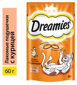 Изображение товара Лакомство для кошек Dreamies подушечки c курицей, 60 г