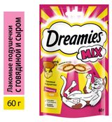 Изображение товара Лакомство для кошек Dreamies Mix подушечки говядина с сыром, 60 г