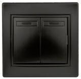 Изображение товара Выключатель Intro Plano 1-104-05 двухклавишный 10А-250В IP20 СУ антрацит