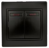 Изображение товара Выключатель двойной Intro с подсветкой 10А-250В IP20 СУ антрацит Plano 1-105-05