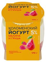 Изображение товара Йогурт густой ложковый «Коломенское» малина-груша в стеклянной банке 5%, 170 г