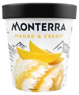 Изображение товара Мороженое сливочное Monterra Mango & Cream Пломбир c кусочками манго ведерко 12,5% БЗМЖ, 480 мл
