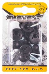 Изображение товара Зеркалодержатель пластиковый Element с шурупами черный, 8 шт