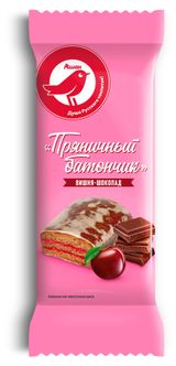 Изображение товара Батончик пряничный АШАН Красная птица вишня-шоколад, 90 г