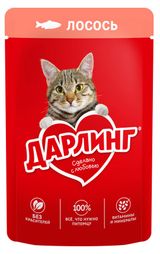 Изображение товара Корм влажный для кошек «Дарлинг» с лососем в подливе, 75 г