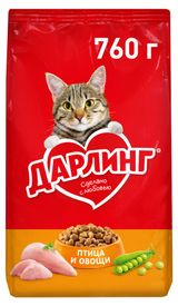 Изображение товара Сухой корм для кошек «Дарлинг» птица и овощи, 760 г