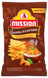Изображение товара Чипсы кукурузные Mission со вкусом Лисички со сметаной, 150 г