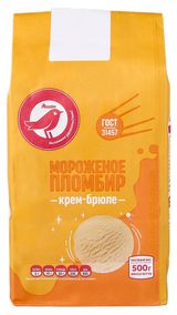 Изображение товара Мороженое пломбир АШАН Красная птица крем-брюле 15% ГОСТ БЗМЖ, 500 г