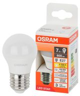 Изображение товара Лампа светодиодная Osram LED E27 7W шар теплый белый свет