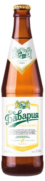 Изображение товара Пиво светлое «Бавария» фильтрованное 4,5%, 0,45 л