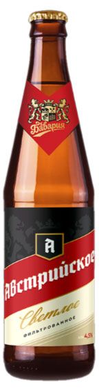 Изображение товара Пиво светлое «Бавария» Австрийское фильтрованное 4,5%, 0,45 л