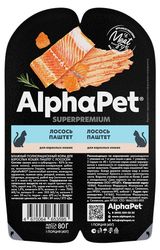 Изображение товара Корм влажный для кошек AlphaPet лосось паштет, 80 г