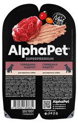 Изображение товара Корм влажный для собак AlphaPet говядина паштет, 100 г