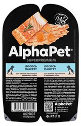 Изображение товара Корм влажный для беременных и кормящих собак AlphaPet лосось паштет, 100 г