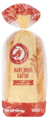 Изображение товара Батон нарезной пшеничный белый АШАН Красная птица высший сорт ГОСТ нарезка, 400 г