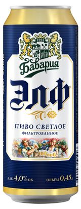 Изображение товара Пиво «Бавария» Эльф светлое фильтрованное, 450 мл
