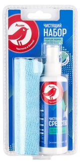 Изображение товара Набор чистящий АШАН Красная птица Средство для экранов + микрофибра, 100 мл