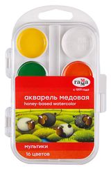 Изображение товара Акварель «Гамма» Мультики медовая без кисти, 16 цветов