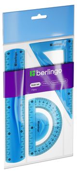 Изображение товара Набор чертежный средний Berlingo Flexy (треугольник 14см+линейка 20см+транспортир)