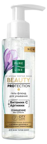 Изображение товара Гель-флюид для умывания PURE LINE Чистая линия с аргинином и витамином C, 185 мл