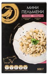 Изображение товара Пельмени мини АШАН Золотая птица со свининой и говядиной категории А, 500 г