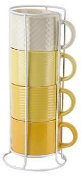 Изображение товара Набор кружек Nouvelle Home Modern на подставке желтые 320 мл, 4 шт