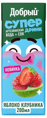 Изображение товара Напиток сокосодержащий «Добрый» Active kid яблоко-клубника, 200 мл