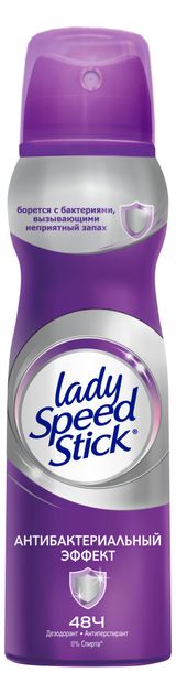 Изображение товара Дезодорант-антиперспирант спрей женский Lady Speed Stick антибактериальный, 150 мл