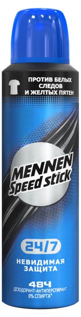 Изображение товара Дезодорант-антиперспирант спрей Mennen Speed Stick 24/7 Невидимая защита, 150 мл