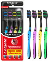 Изображение товара Зубная щетка Colgate Super Flexi Black средней жесткости Вьетнам, 4 шт