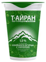 Изображение товара Напиток кисломолочный Айран «Молочные горки» Т-айран со вкусом соленого огурца и укропа 1,5% БЗМЖ Беларусь охлажденный, 220 г