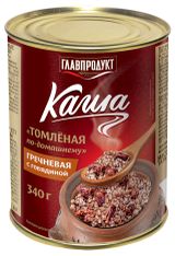Изображение товара Каша гречневая с говядиной «ГЛАВПРОДУКТ» Томленая по-домашнему, 340 г