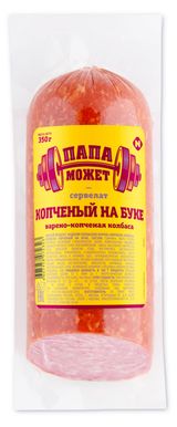 Изображение товара Колбаса варено-копченая «Папа Может!» Сервелат копченый на буке, 350 г