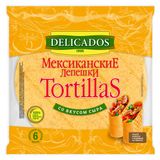 Изображение товара Лепешки пшеничные Delicados Tortillas Тортильи мексиканские сырные 6 шт, 400 г