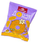 Изображение товара Донат-пончик бисквитный сладкий «У Палыча» Кольцо с карамельным шоколадом и ванильной начинкой охлажденный, 30 г