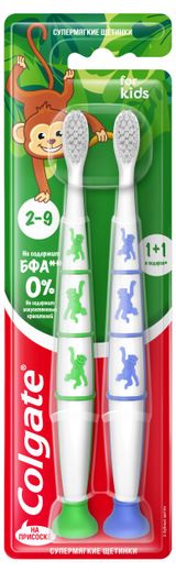 Изображение товара Зубная щетка Colgate for kids супермягкая на присоске 2-9 лет, 2 шт
