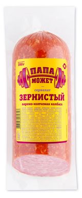 Изображение товара Колбаса варено-копченая «Папа Может» Сервелат зернистый, 350 г