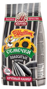 Изображение товара Семечки подсолнечные «От Мартина» полосатые без соли, 250 г