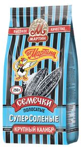 Изображение товара Семечки подсолнечные «От Мартина» отборные полосатые суперсоленые, 250 г