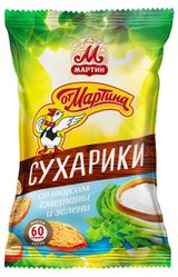 Изображение товара Сухарики пшенично-кукурузные «От Мартина» со вкусом сметаны и зелени, 60 г