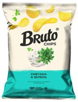 Изображение товара Чипсы картофельные Bruto Сметана и зелень, 120 г