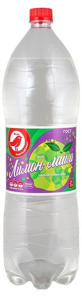 Изображение товара Напиток сильногазированный АШАН Красная птица лимон-лайм безалкогольный, 2 л