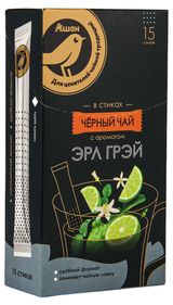 Изображение товара Чай черный АШАН Золотая птица с ароматом Эрл Грэй в стиках, 15х2 г