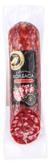 Изображение товара Колбаса сырокопченая АШАН Золотая птица Брауншвейгская без сои ГОСТ, 250 г