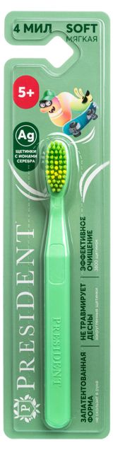 Изображение товара Зубная щетка детская President 5+ мягкая, 1 шт в ассортименте