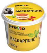 Изображение товара Сыр мягкий сливочный Маскарпоне Pretto без глютена 80% БЗМЖ, 500 г